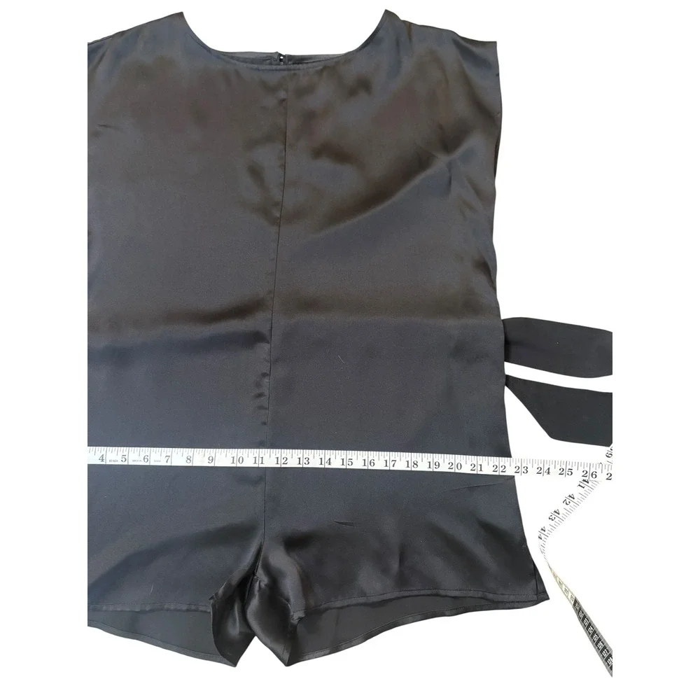 Minimalist Quiet Luxury 100% Silk Black Romper 0S Jumpsuit Maximalist Oversized